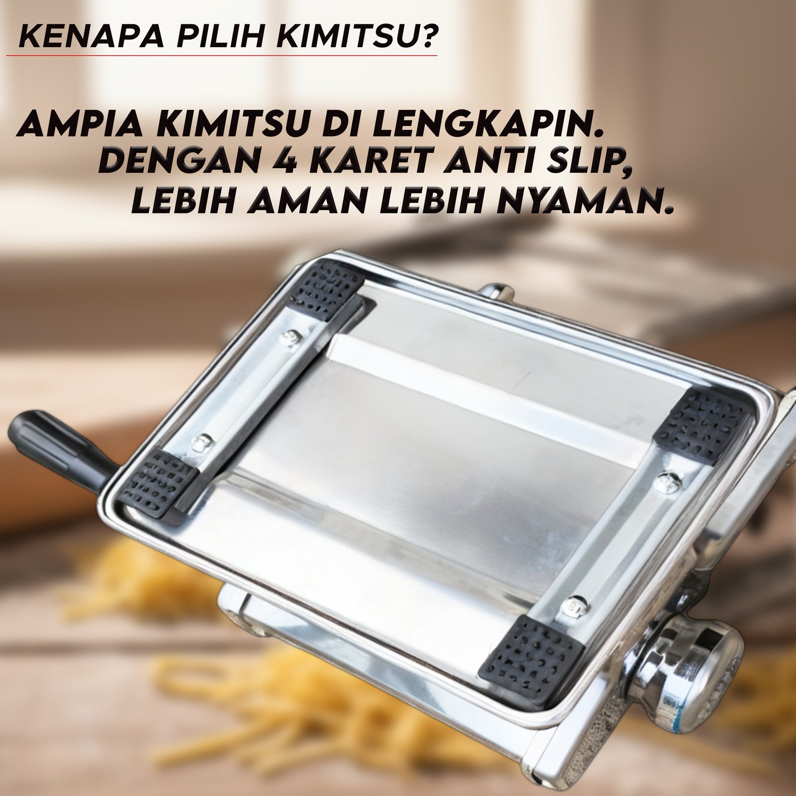 KIMITSU Pasta Maker KPM-1501 | Mesin Giling Adonan & Mesin Ampia Stainless Steel Tebal Anti Karat+ - Gambar 2