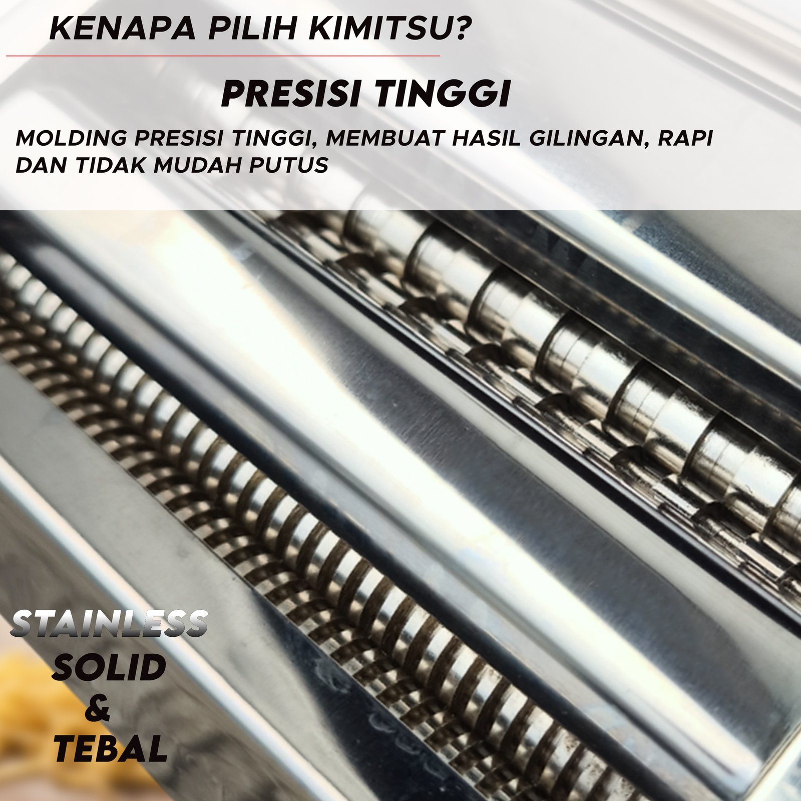 KIMITSU Pasta Maker KPM-1501 | Mesin Giling Adonan & Mesin Ampia Stainless Steel Tebal Anti Karat+ - Gambar 4