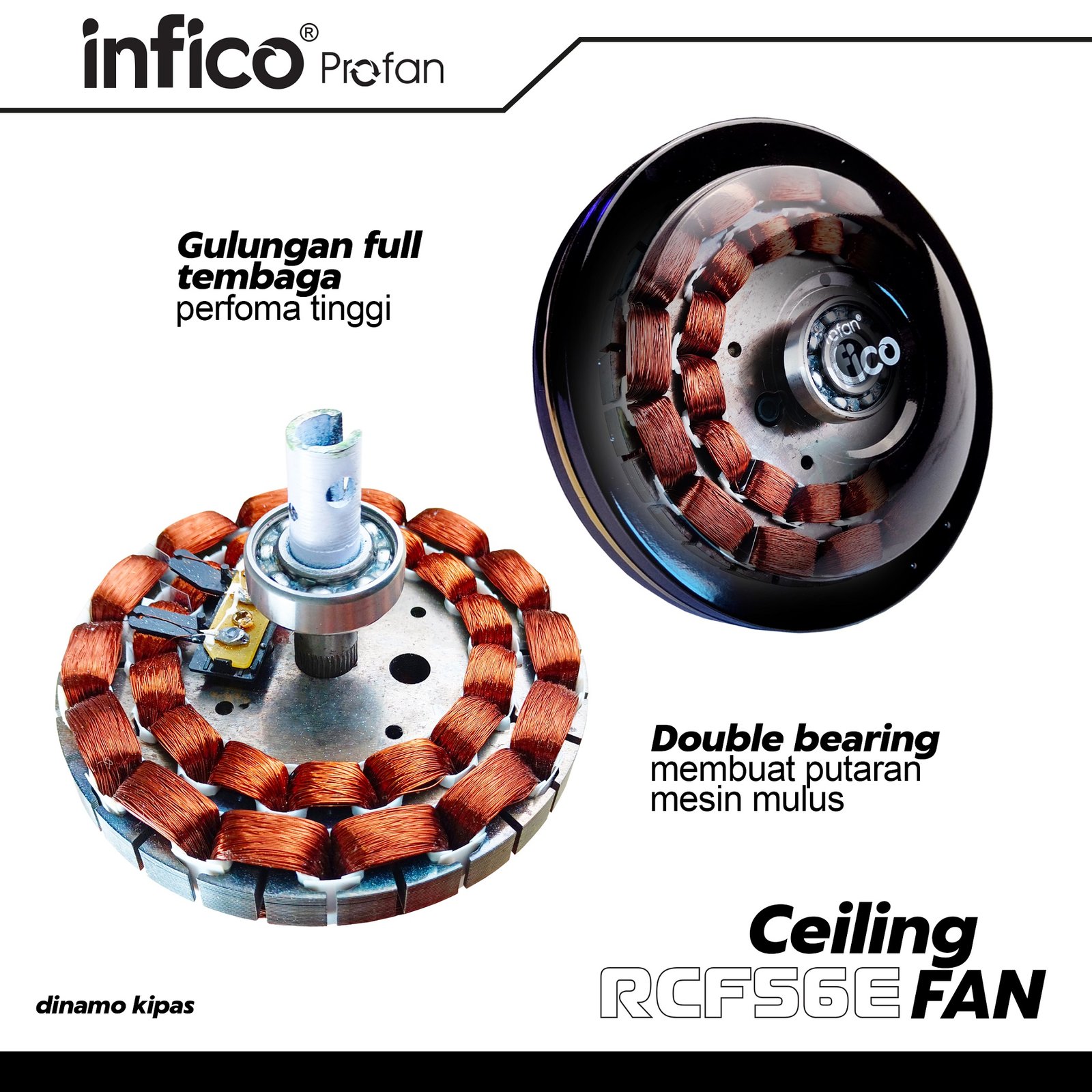 KIPAS ANGIN GANTUNG 56" 3 DAUN ANGIN TORNADO ASLI INFICO, + BREKET, FULL BESI, DENGAN 2 BEARING, MOTOR TEMBAGA ASLI + FREE BUBBLE+ - Gambar 8