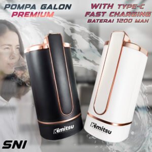 Pompa Air Galon Premium GRADE A Rose Gold 3 Tombol, Awet, Foodgrade,Suara Lembut, Baterai 1200mah +