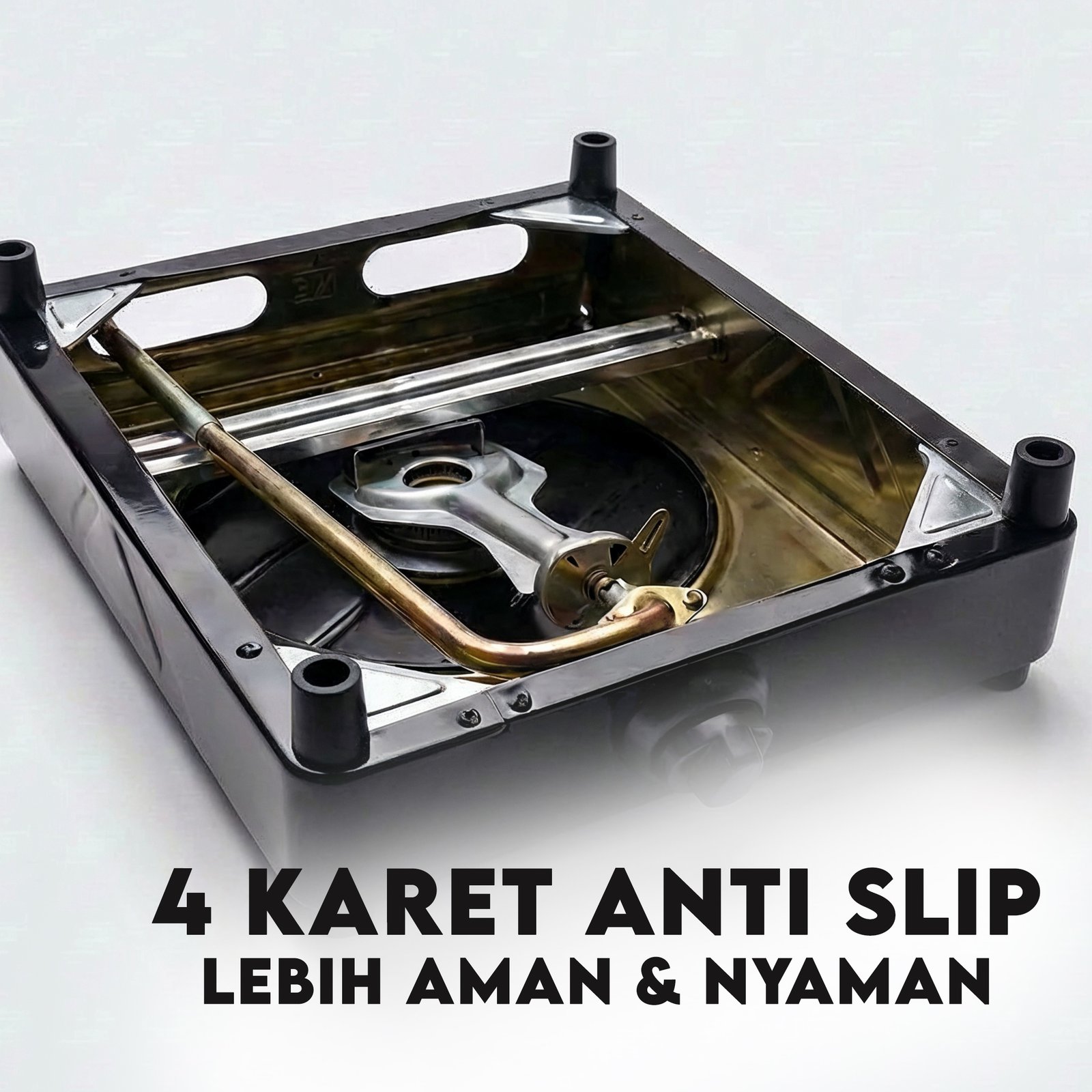 Kompor Gas Infico 1 Tungku Kuningan Black Onyx– Api Biru Hemat Gas, Burner Kuningan Asli, Anti Slip & Mudah Dibersihkan, SNI + - Gambar 5