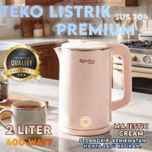 Teko Listrik 2L 400W SUS 304 Premium Stainless Steel Anti Karat | Ketel Listrik Cepat Panas Hemat Listrik Double Wall
