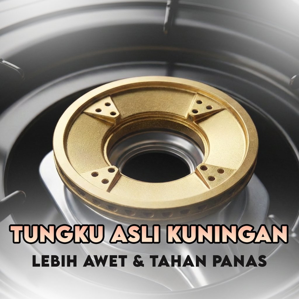 Kompor Gas Infico 1 Tungku Kuningan Black Onyx– Api Biru Hemat Gas, Burner Kuningan Asli, Anti Slip & Mudah Dibersihkan, SNI + - Gambar 6