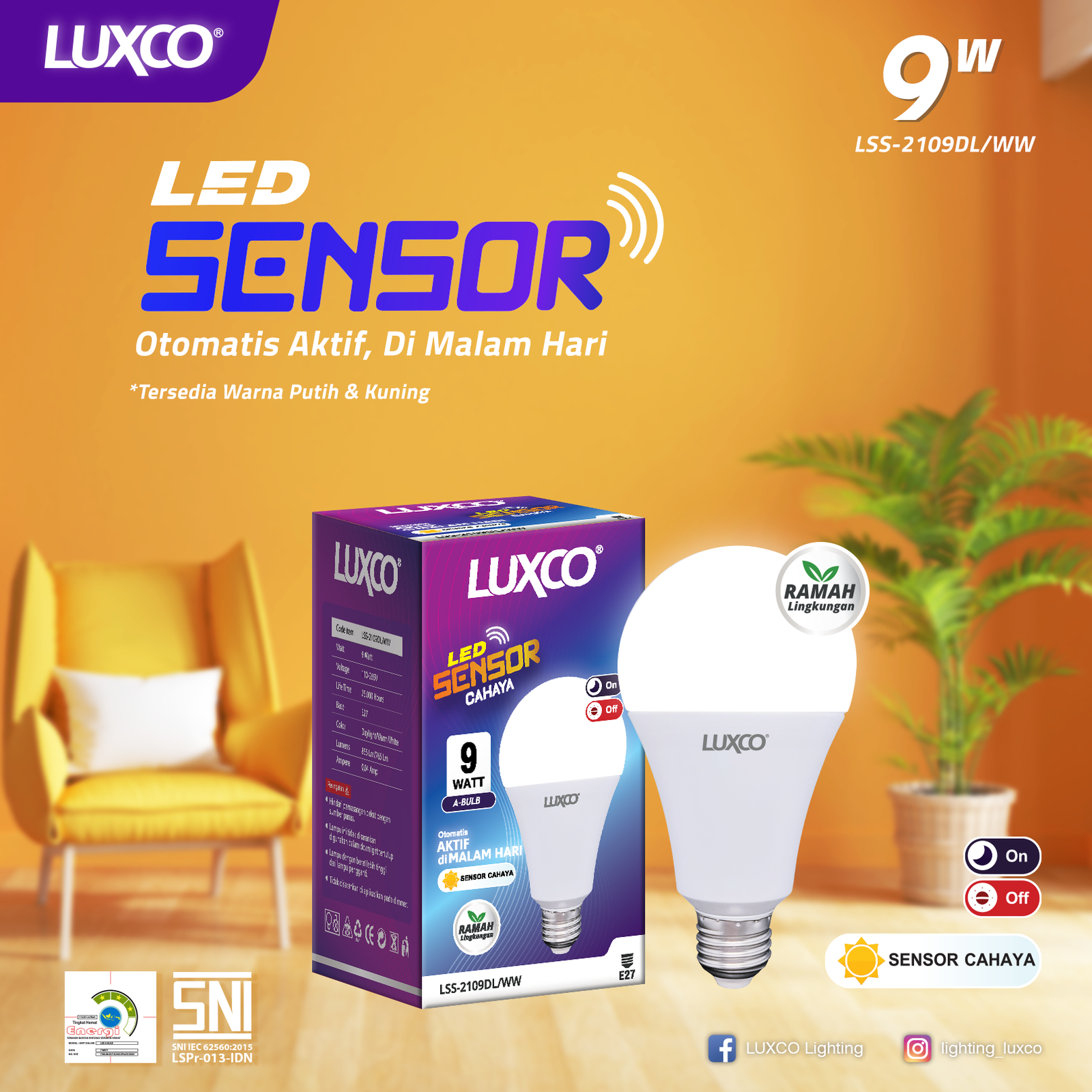 LAMPU LED SENSOR CAHAYA MATAHARI, OTOMATIS NYALA SAAT GELAP DAN MATI SAAT PAGI, HEMAT LISTRIK - Gambar 2