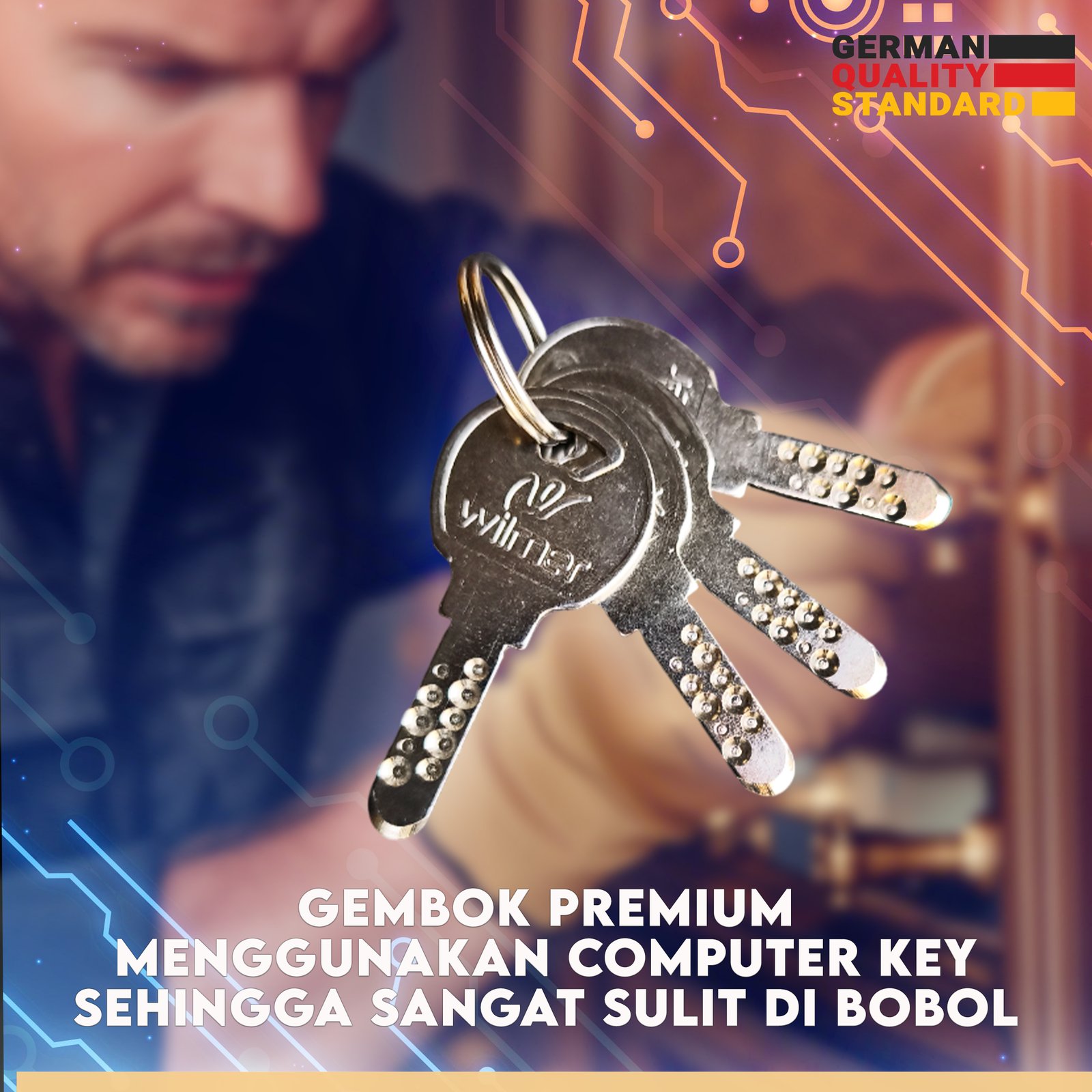 Gembok Premium Kualitas German (GARANSI 5 TAHUN ) Kuningan Asli 40mm-70mm | Anti Bobol, Anti Karat Computer Key 4 KUNCI Kualitas German > - Gambar 2