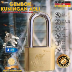 Gembok Premium Kualitas German (GARANSI 5 TAHUN )  Kuningan Asli 40mm-70mm | Anti Bobol, Anti Karat Computer Key 4 KUNCI Kualitas German >