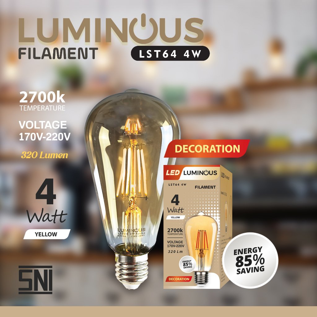 Lampu Led Filamen Grade A+ PREMIUM 4WATT Kaca Tebal Lampu Edison, Tahan air, Anti Panas, Hemat,Dekor - Gambar 5