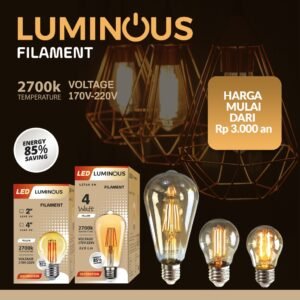 Lampu Led Filamen Grade A+ PREMIUM 4WATT Kaca Tebal Lampu Edison, Tahan air, Anti Panas, Hemat,Dekor