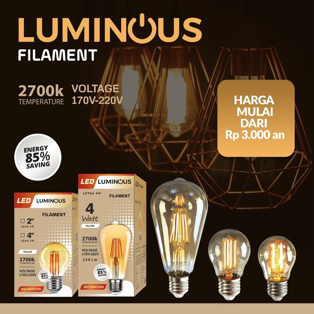 Lampu Led Filamen Grade A+ PREMIUM 4WATT Kaca Tebal Lampu Edison, Tahan air, Anti Panas, Hemat,Dekor