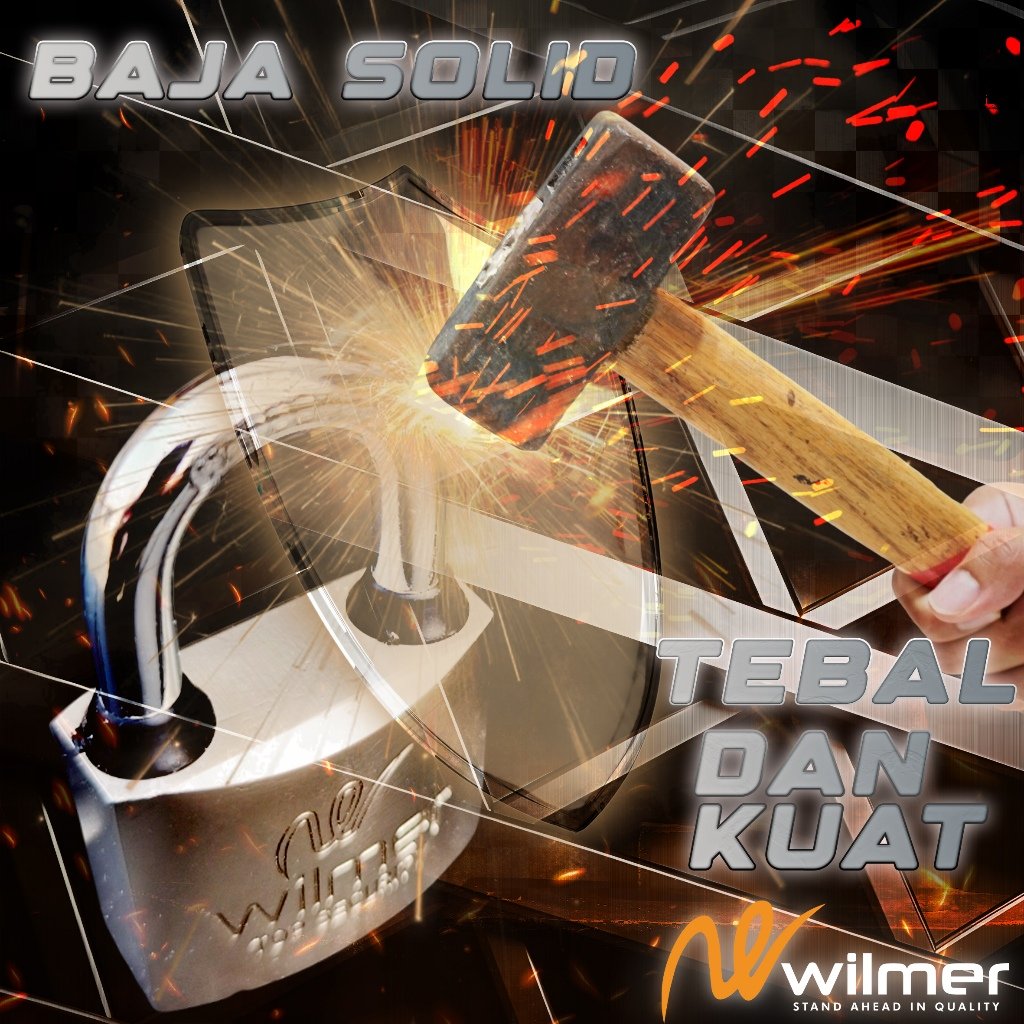 GEMBOK 70MM PREMIUM SUPER TEBAL ANTI POTONG SOLID MERK WILMER TAHAN GERGAJI ,KOKOH, TAHAN AIR,+ SEAL KARET, ANTI KARAT, KUAT & AMAN> - Gambar 3