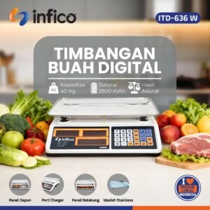 Timbangan Digital 40Kg Premium Infico SUS304 Anti Karat Akurat Presisi Baterai 2800mAh Timbangan Dagang Handal [