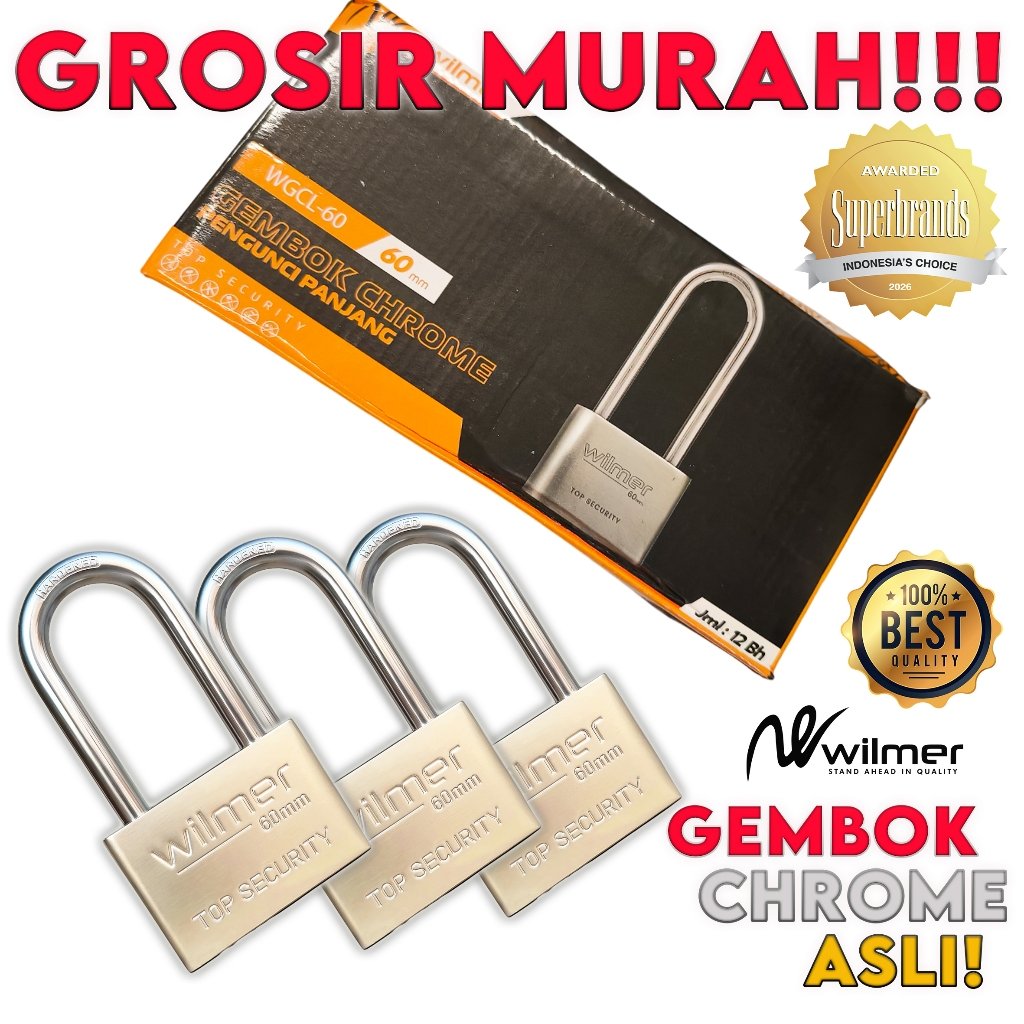 PAKET GEMBOK SELUSIN Gembok Chrome Asli PROMO SUPER. Diskon Spesial Lusinan, 40% diskon, Super murah! GEMBOK KOTAK CHROME ASLI SUPER KUAT! ANTI MALING, TAHAN KARAT>