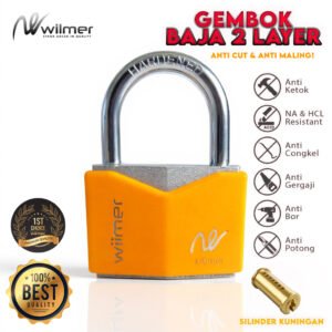 GEMBOK BAJA LAPIS ABS SUPER KUAT! ANTI KARAT! 60 MM ,TEBAL, SILINDER KUNINGAN, ANTI MALING 4 KUNCI >