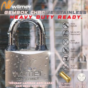 GEMBOK 70MM PREMIUM SUPER TEBAL ANTI POTONG SOLID MERK WILMER TAHAN GERGAJI ,KOKOH, TAHAN AIR,+ SEAL KARET, ANTI KARAT, KUAT & AMAN>